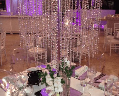 Centro de mesa con cristales para boda